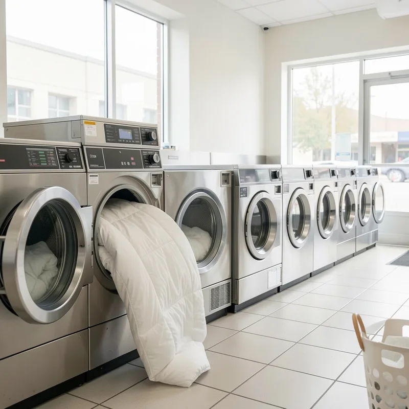 Laver une couette en laverie : machine, programme, budget